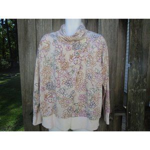 Cuddl Duds Multi Color Turtle Neck Open Front Cardigan Lounge Wear Pockets L